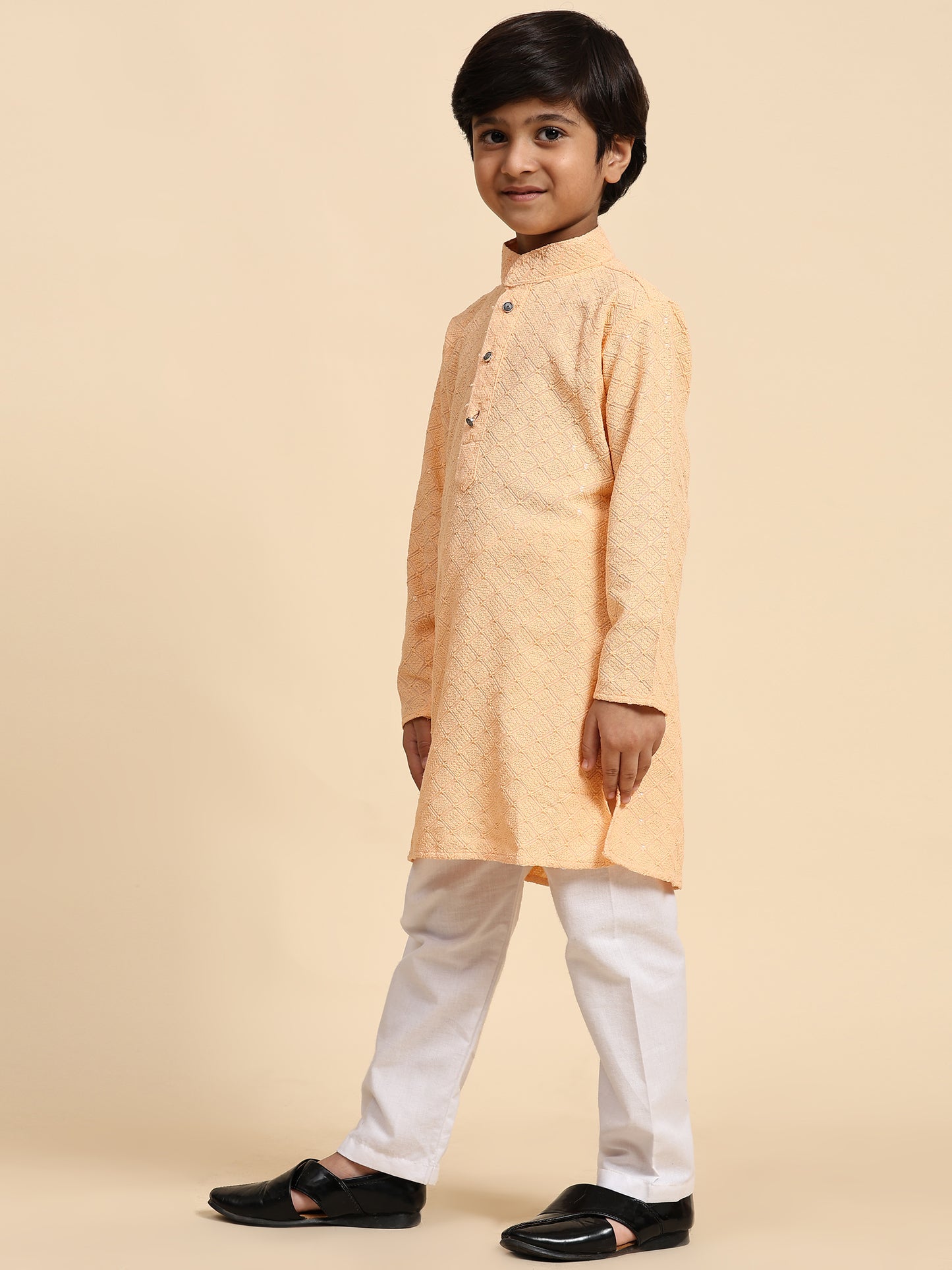 Pro-Ethic Style Developer Boys Cotton Kurta Pajama for Kid's Ethnic Wear | Cotton Kurta Pajama (S-227), Orange