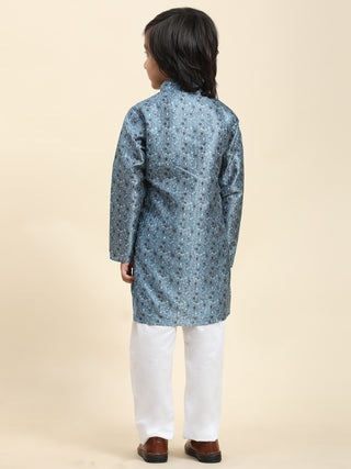 Pro-Ethic Style Developer Boys Silk Kurta Pajama for Kid's Ethnic Wear | Jacquard Silk Kurta Pajama (S-237), Blue