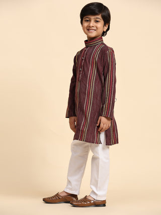 Pro-Ethic Style Developer Boys Cotton Kurta Pajama for Kid's Ethnic Wear | Cotton Kurta Pajama (S-228), Maroon