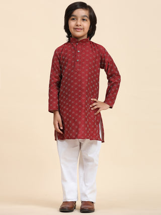 Pro-Ethic Style Developer Boys Cotton Kurta Pajama for Kid's Ethnic Wear (S-244) Maroon