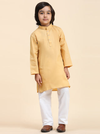 Pro-Ethic Style Developer Boy's Cotton Self Design Kurta Pyjama for Kids Ethnic Wear (S-241) Beige
