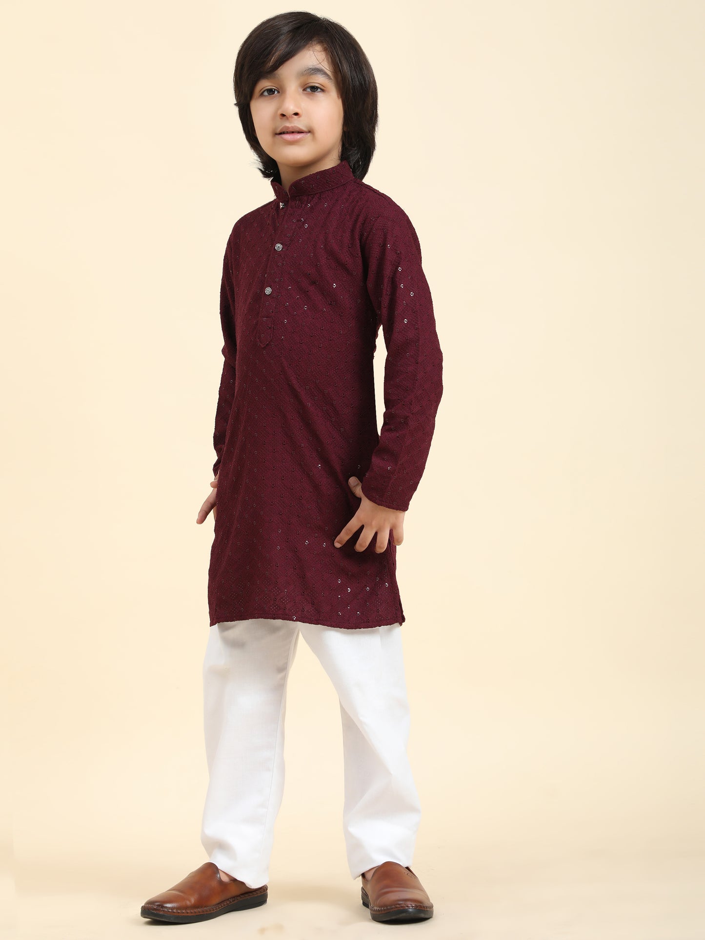 Pro-Ethic Style Developer Boys Cotton Kurta Pajama for Kid's Ethnic Wear | Cotton Kurta Pajama (S-227), Purple