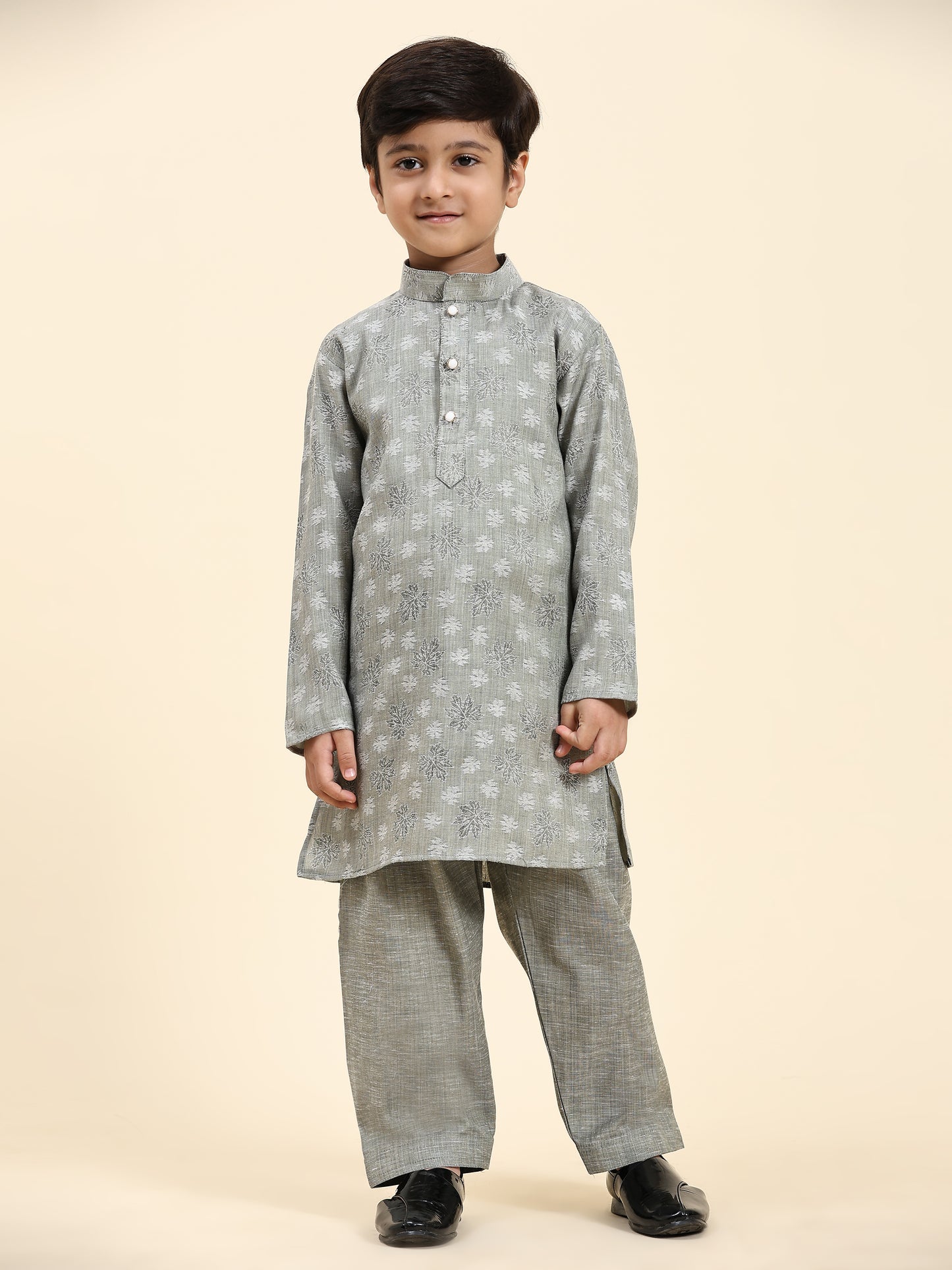 Pro-Ethic Style Developer Boys Cotton Kurta Pajama for Kid's| Traditional Dress for Wedding, Festival (S-218) Grey