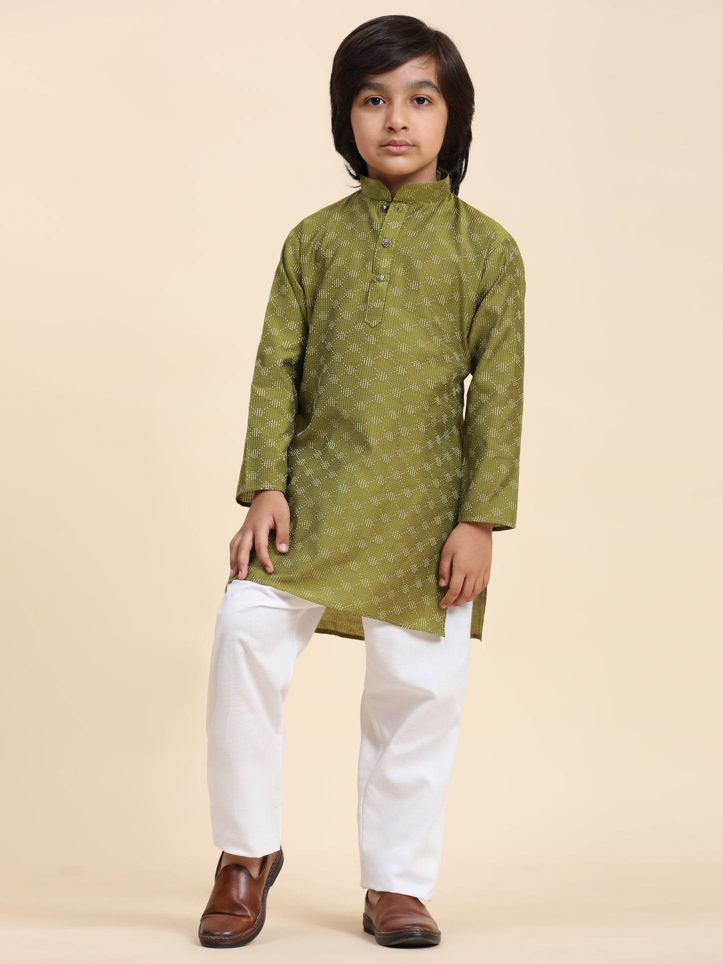 Pro-Ethic Style Developer Boys Cotton Kurta Pajama for Kid's Ethnic Wear (S-244) Green