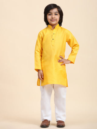 Pro-Ethic Style Developer Boys Yellow Cotton Kurta Pajama for Kid's Ethnic Wear (S-245)