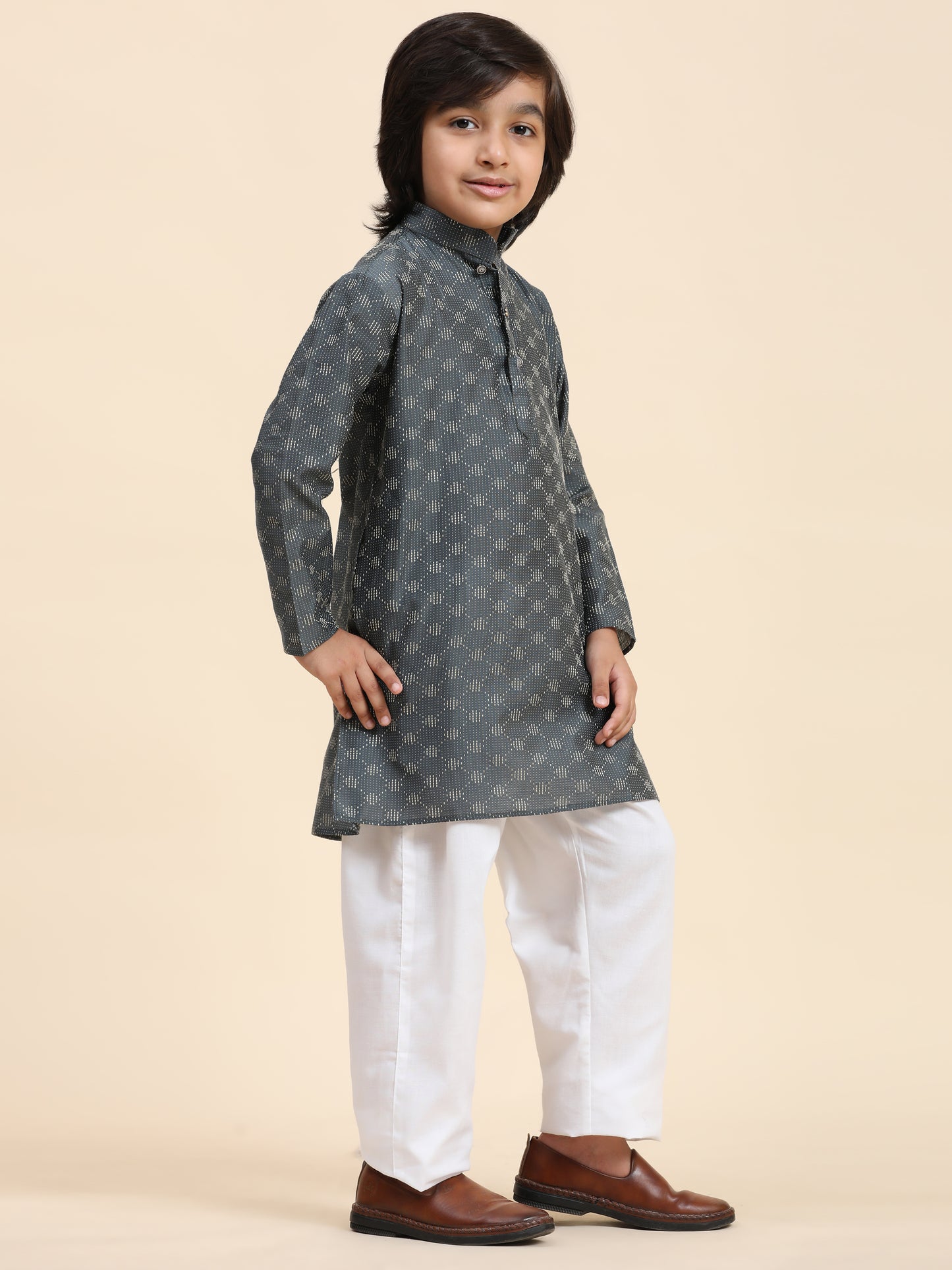 Pro-Ethic Style Developer Boys Cotton Kurta Pajama for Kid's Ethnic Wear (S-244) Grey