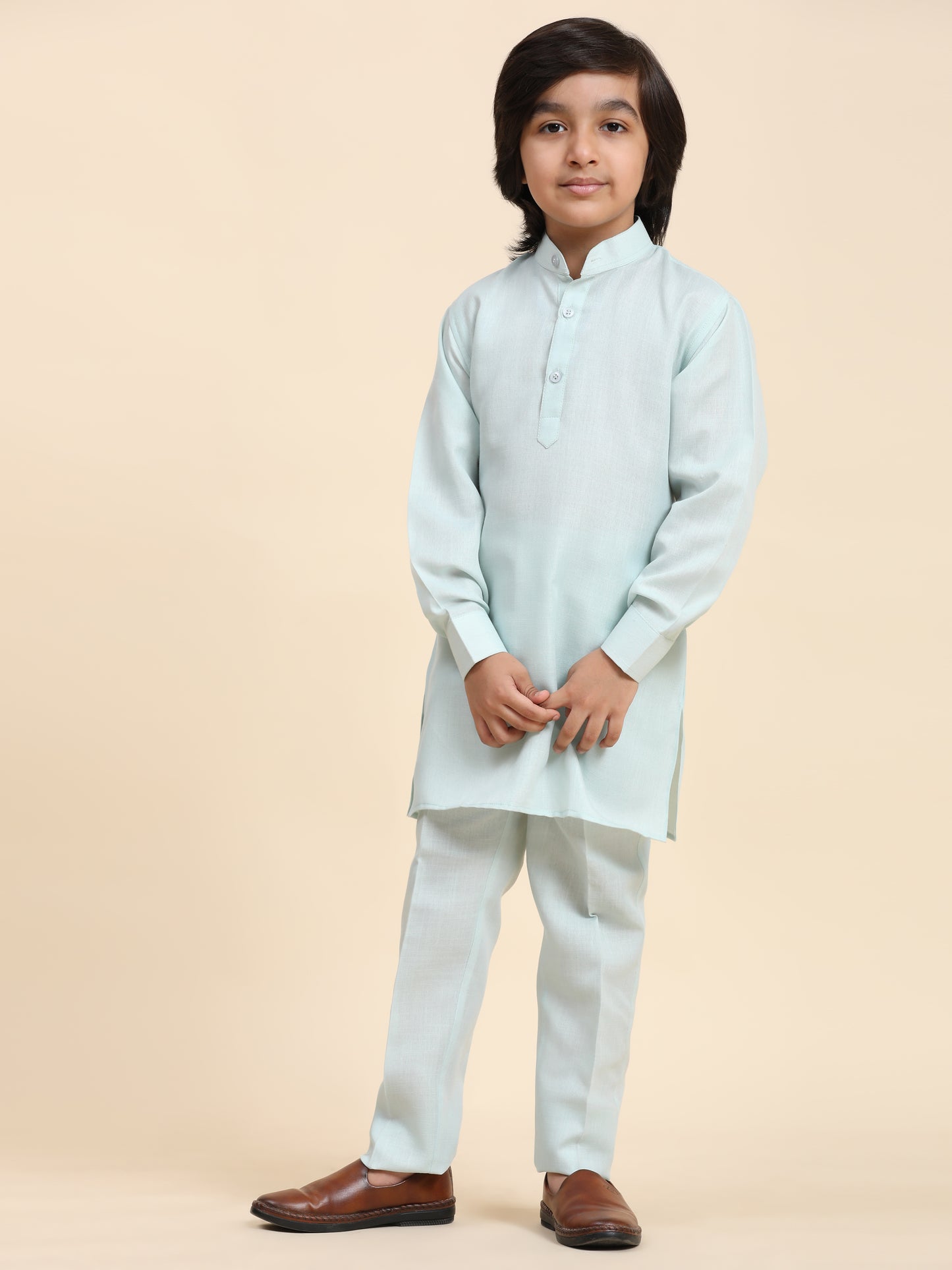 Pro-Ethic Style Developer Boys Cotton Kurta Pajama with Waistcoat for Kid's Ethnic Wear (S-242) Light Blue