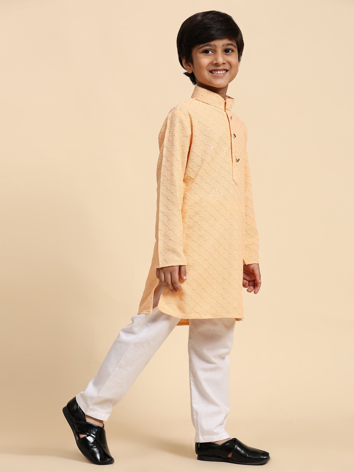 Pro-Ethic Style Developer Boys Cotton Kurta Pajama for Kid's Ethnic Wear | Cotton Kurta Pajama (S-227), Orange