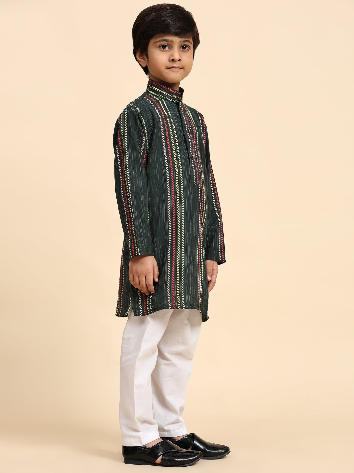 Pro-Ethic Style Developer Boys Cotton Kurta Pajama for Kid's Ethnic Wear | Cotton Kurta Pajama (S-228), Dark Green