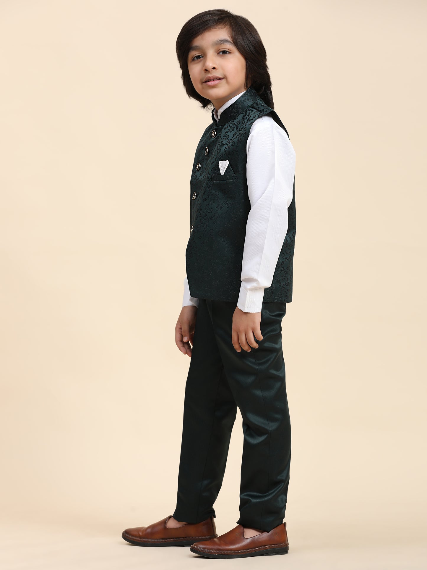 Pro-Ethic Style Developer Boy's 3 Piece Suit Set Cotton Stylish Pattern (T-135) Dark Green