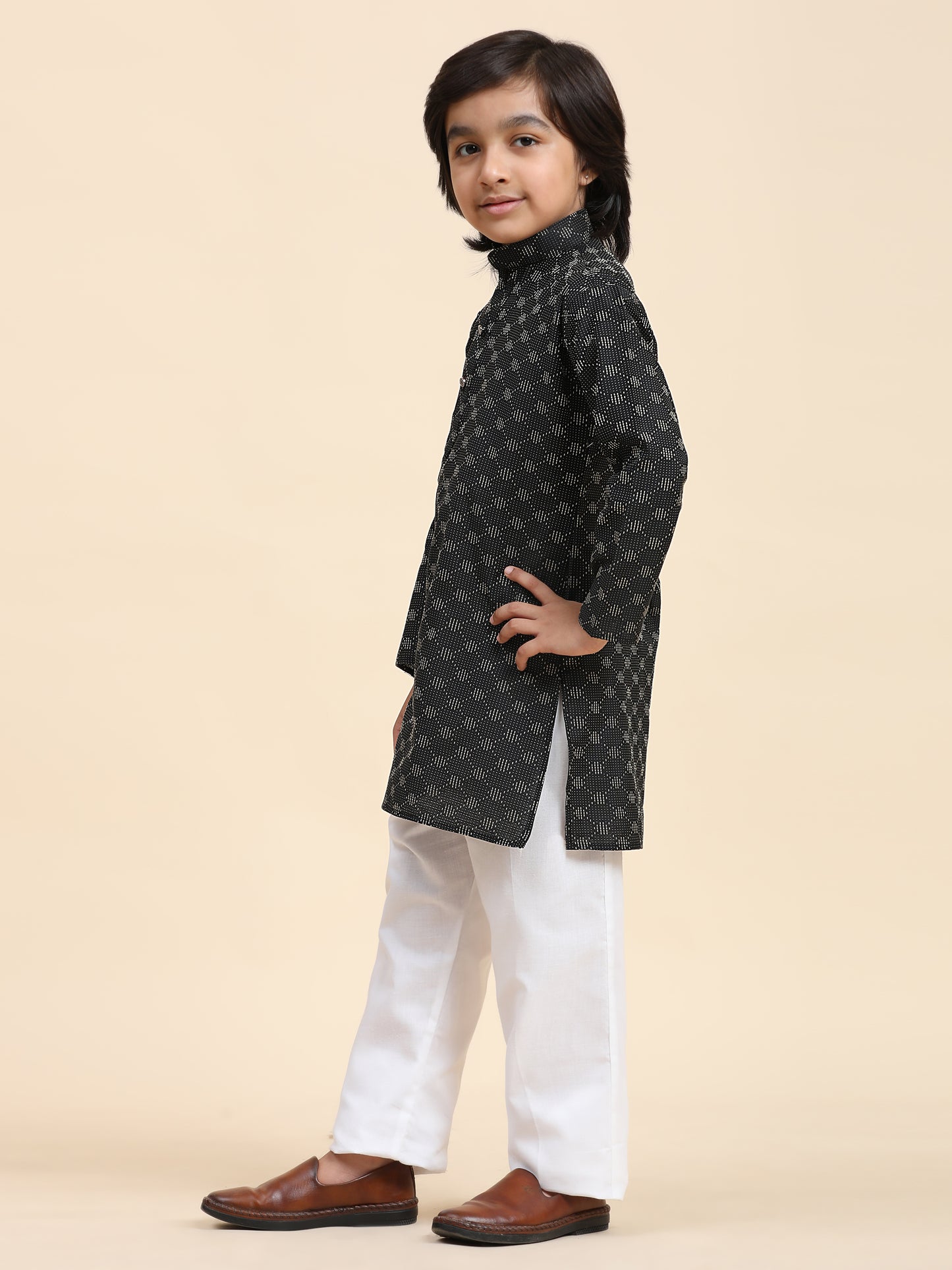 Pro-Ethic Style Developer Boys Cotton Kurta Pajama for Kid's Ethnic Wear (S-244) Black