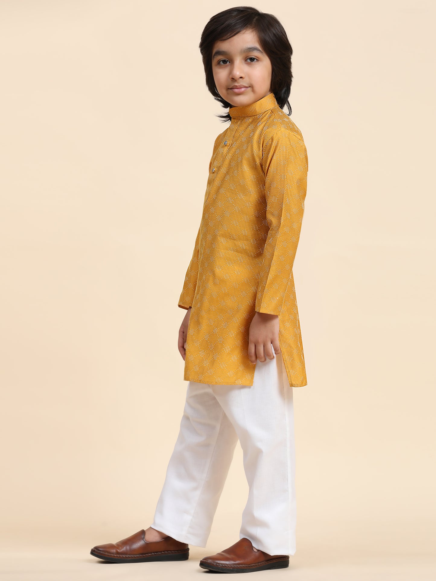 Pro-Ethic Style Developer Boys Cotton Kurta Pajama for Kid's Ethnic Wear (S-244) Mustard