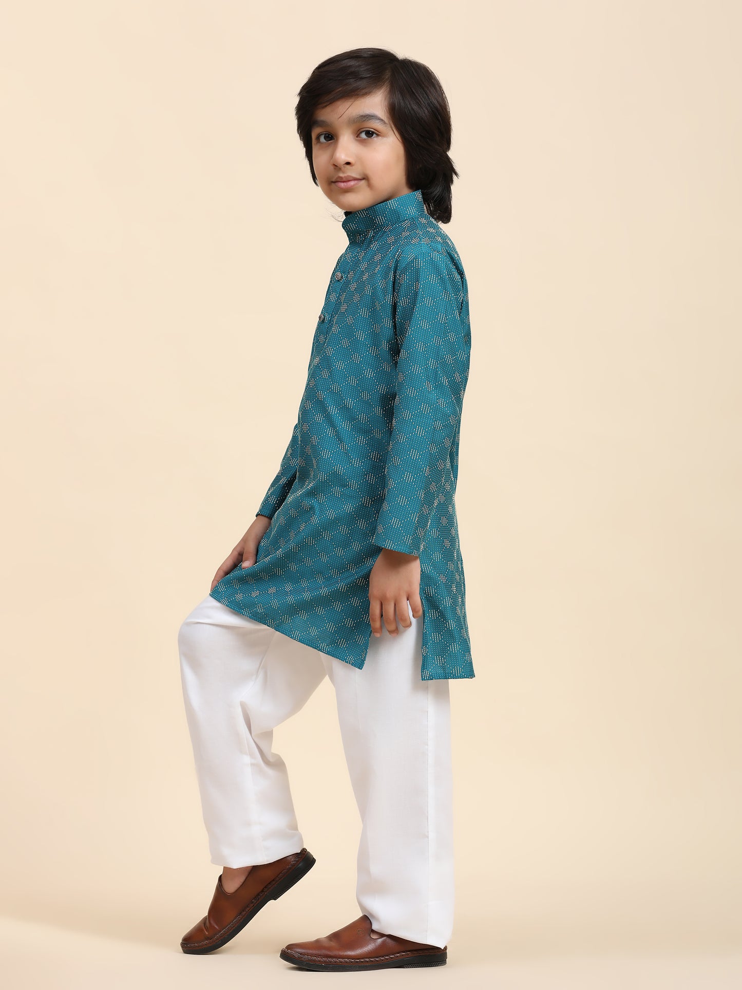 Pro-Ethic Style Developer Boys Cotton Kurta Pajama for Kid's Ethnic Wear (S-244) Firozi