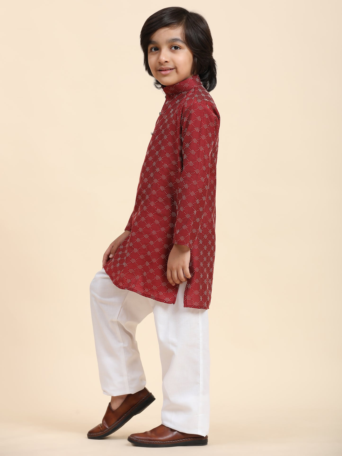 Pro-Ethic Style Developer Boys Cotton Kurta Pajama for Kid's Ethnic Wear (S-244) Maroon