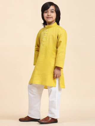 Pro-Ethic Style Developer Lemon Boy's Cotton Self Design Kurta Pyjama for Kids Ethnic Wear (S-241)