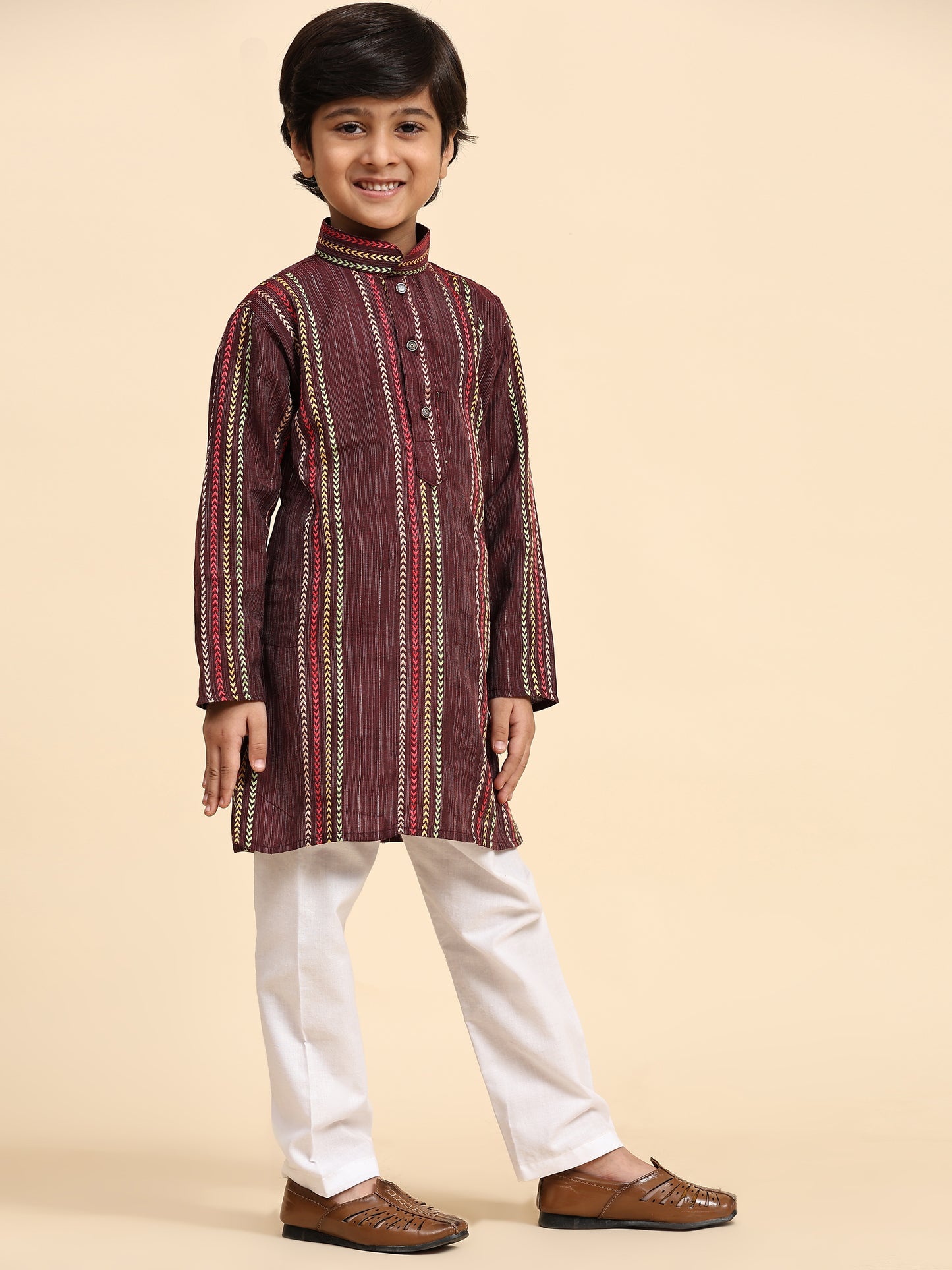 Pro-Ethic Style Developer Boys Cotton Kurta Pajama for Kid's Ethnic Wear | Cotton Kurta Pajama (S-228), Maroon