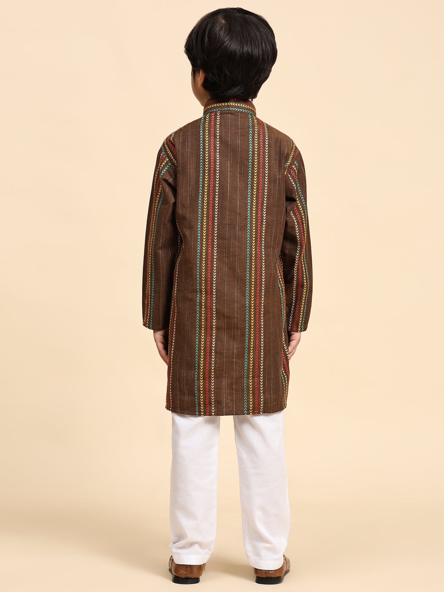 Pro-Ethic Style Developer Boys Cotton Kurta Pajama for Kid's Ethnic Wear | Cotton Kurta Pajama (S-228), Brown