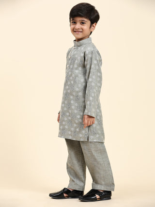 Pro-Ethic Style Developer Boys Cotton Kurta Pajama for Kid's| Traditional Dress for Wedding, Festival (S-218) Grey