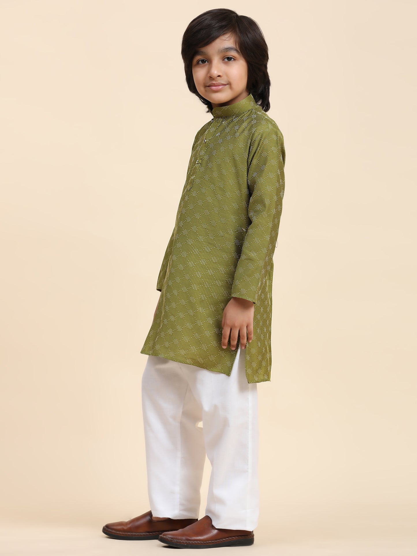 Pro-Ethic Style Developer Boys Cotton Kurta Pajama for Kid's Ethnic Wear (S-244) Green