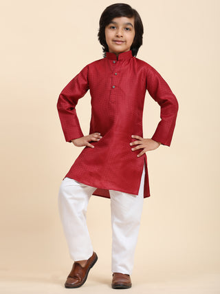 Pro-Ethic Style Developer Boys Maroon Cotton Kurta Pajama for Kid's Ethnic Wear (S-245)