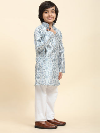 Pro-Ethic Style Developer Boys Silk Kurta Pajama for Kid's Boys Ethnic Wear | Jacquard Silk Kurta Pajama (S-236), Blue