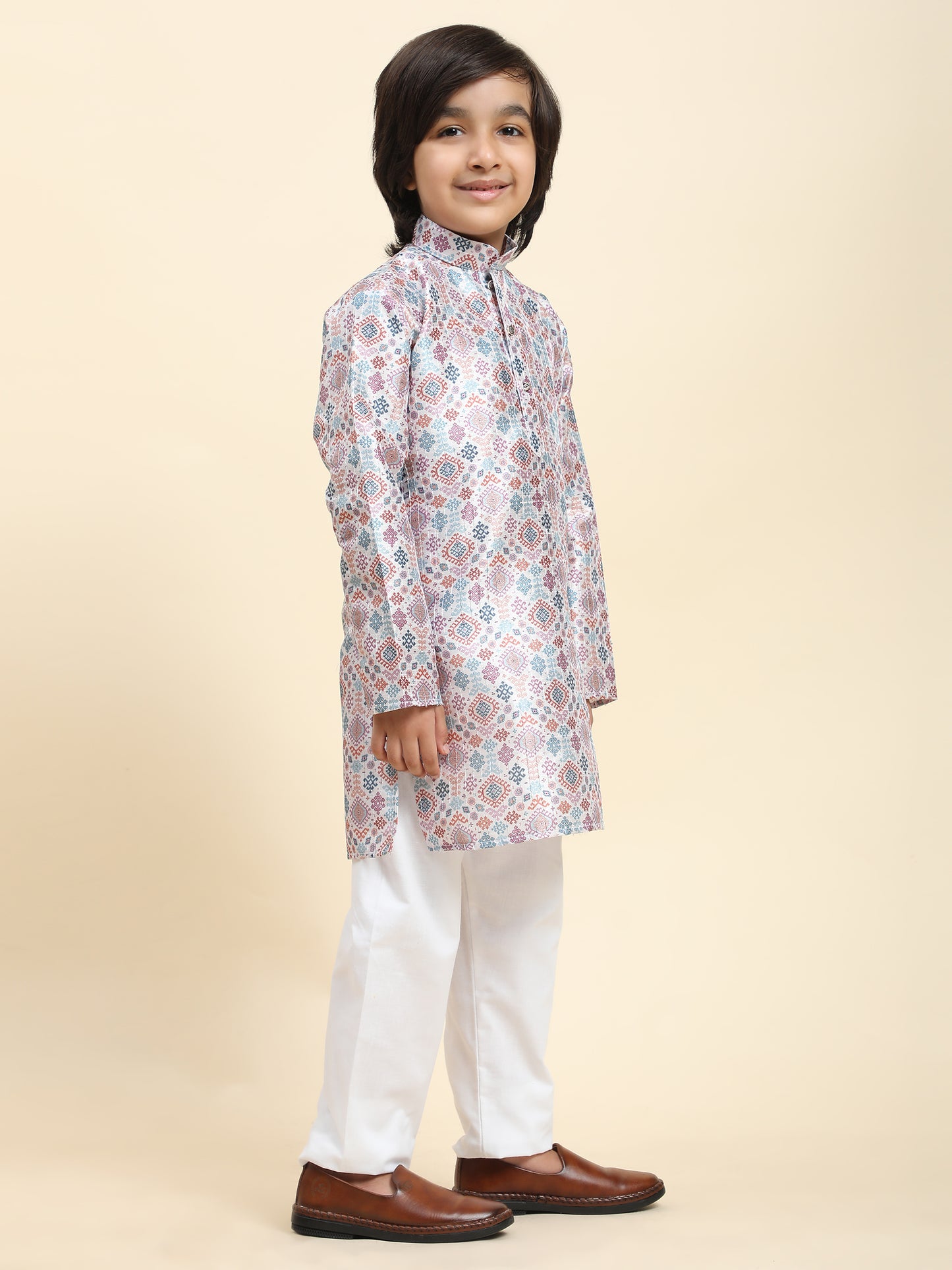 Pro-Ethic Style Developer Boys Silk Kurta Pajama for Kid's Boys Ethnic Wear | Jacquard Silk Kurta Pajama (S-236), Pink