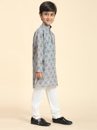 Pro-Ethic Style Developer Boys Cotton Kurta Pajama for Kid's Ethnic wear for Boys (Grey)