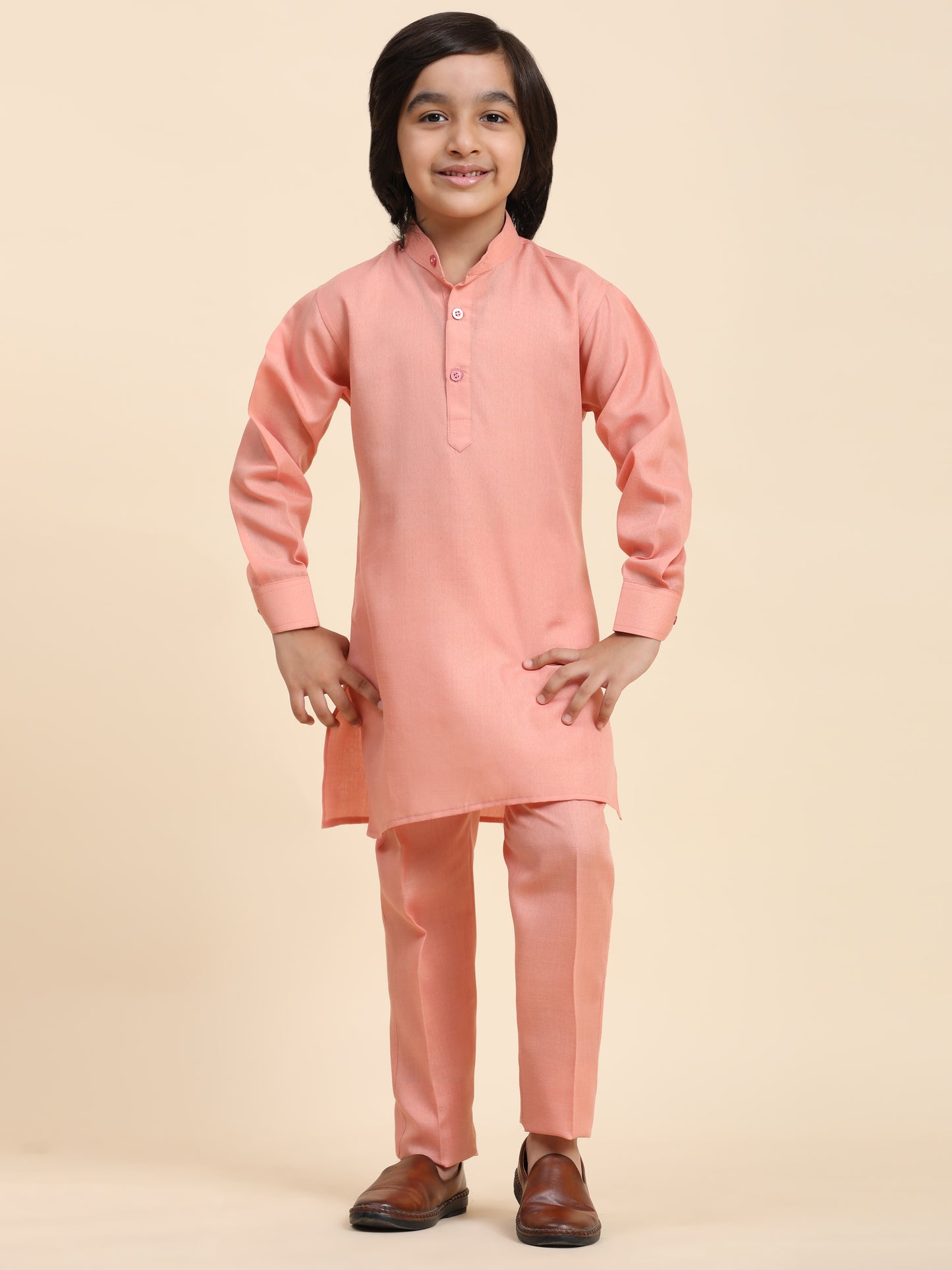 Pro-Ethic Style Developer Boys Cotton Kurta Pajama with Waistcoat for Kid's Ethnic Wear (S-242) Pink