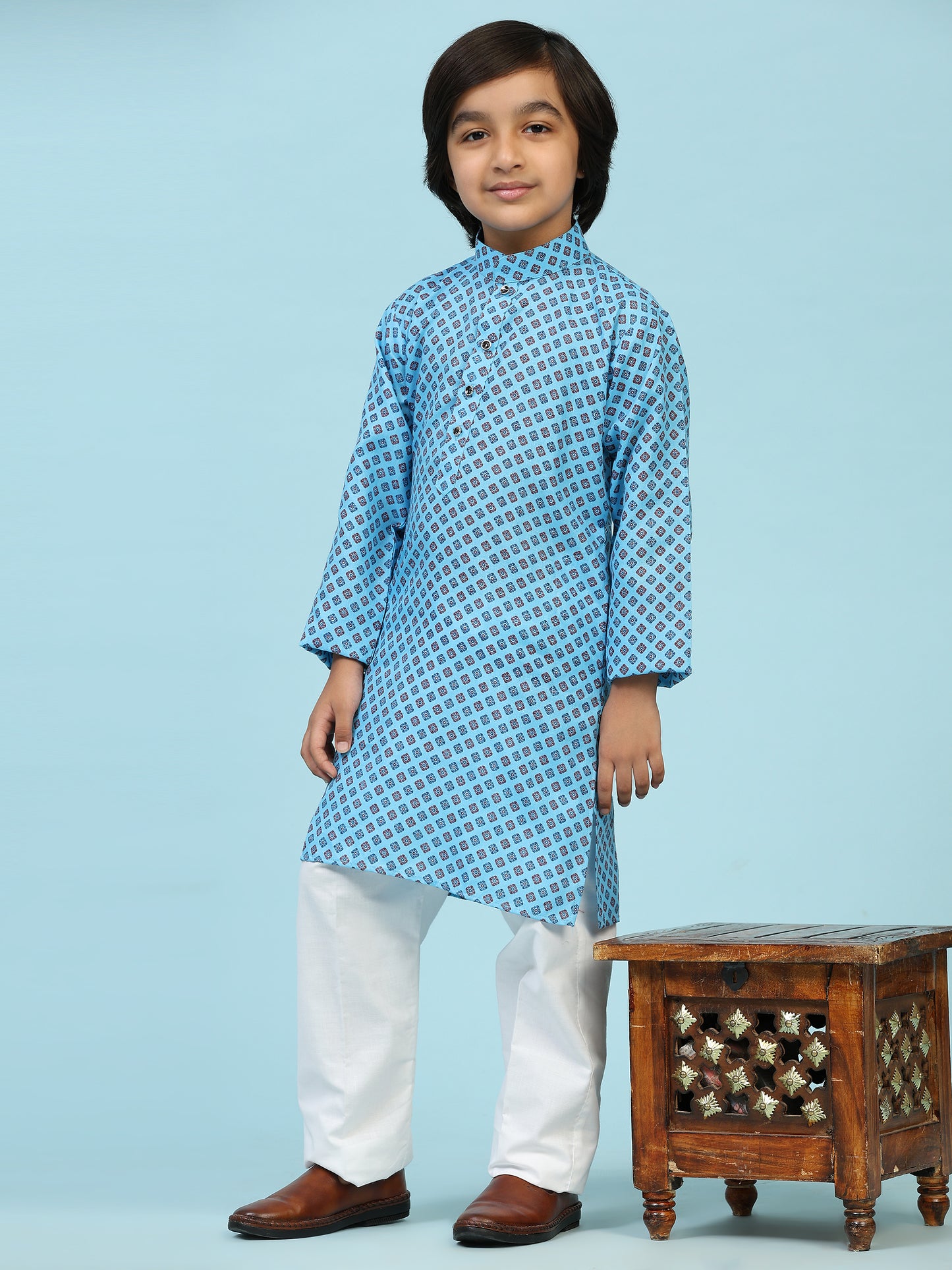 Pro-Ethic Style Developer Boys Cotton Kurta Pajama for Kid's Ethnic Wear | Cotton Kurta Pajama (S-239), Blue