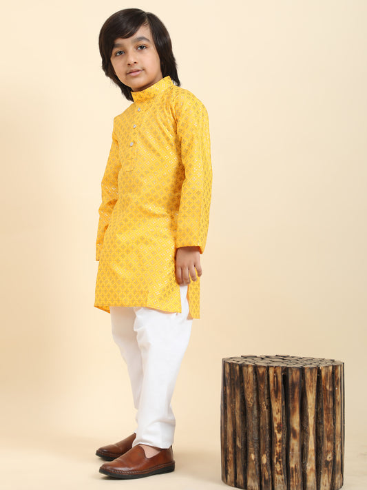 Pro-Ethic Style Developer Boys Cotton Kurta Pajama For Kid's Ethnic Wear | Kurta Pajama set (S-231) Yellow