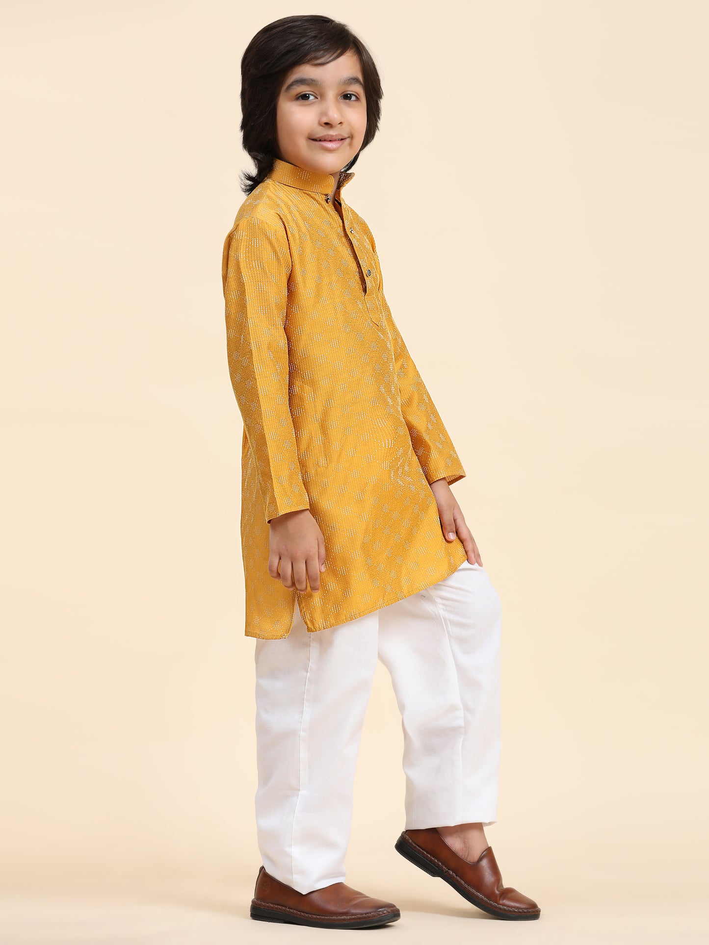 Pro-Ethic Style Developer Boys Cotton Kurta Pajama for Kid's Ethnic Wear (S-244) Mustard