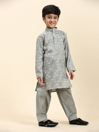 Pro-Ethic Style Developer Boys Cotton Kurta Pajama for Kid's| Traditional Dress for Wedding, Festival (S-218) Grey
