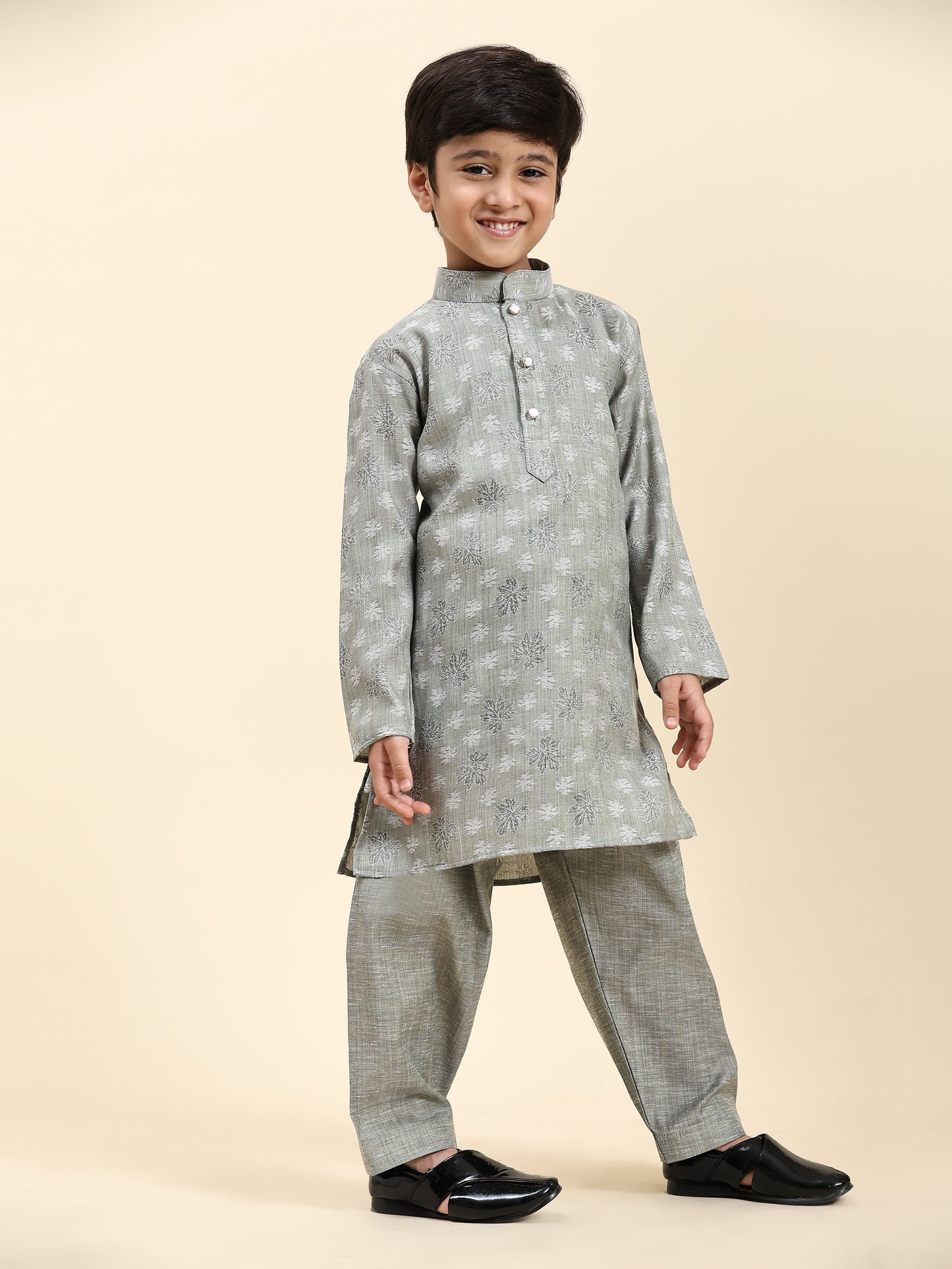 Pro-Ethic Style Developer Boys Cotton Kurta Pajama for Kid's| Traditional Dress for Wedding, Festival (S-218) Grey