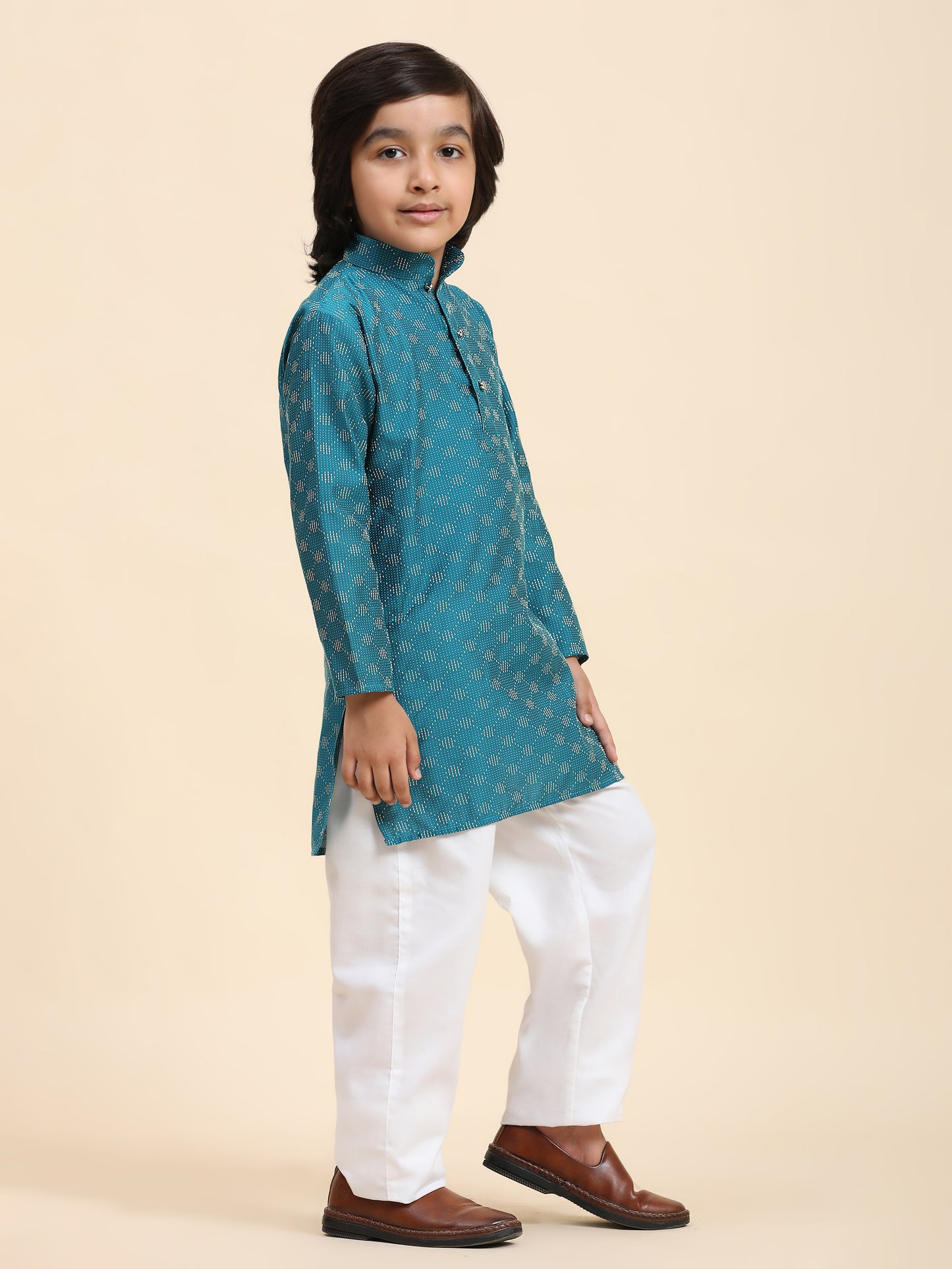 Pro-Ethic Style Developer Boys Cotton Kurta Pajama for Kid's Ethnic Wear (S-244) Firozi