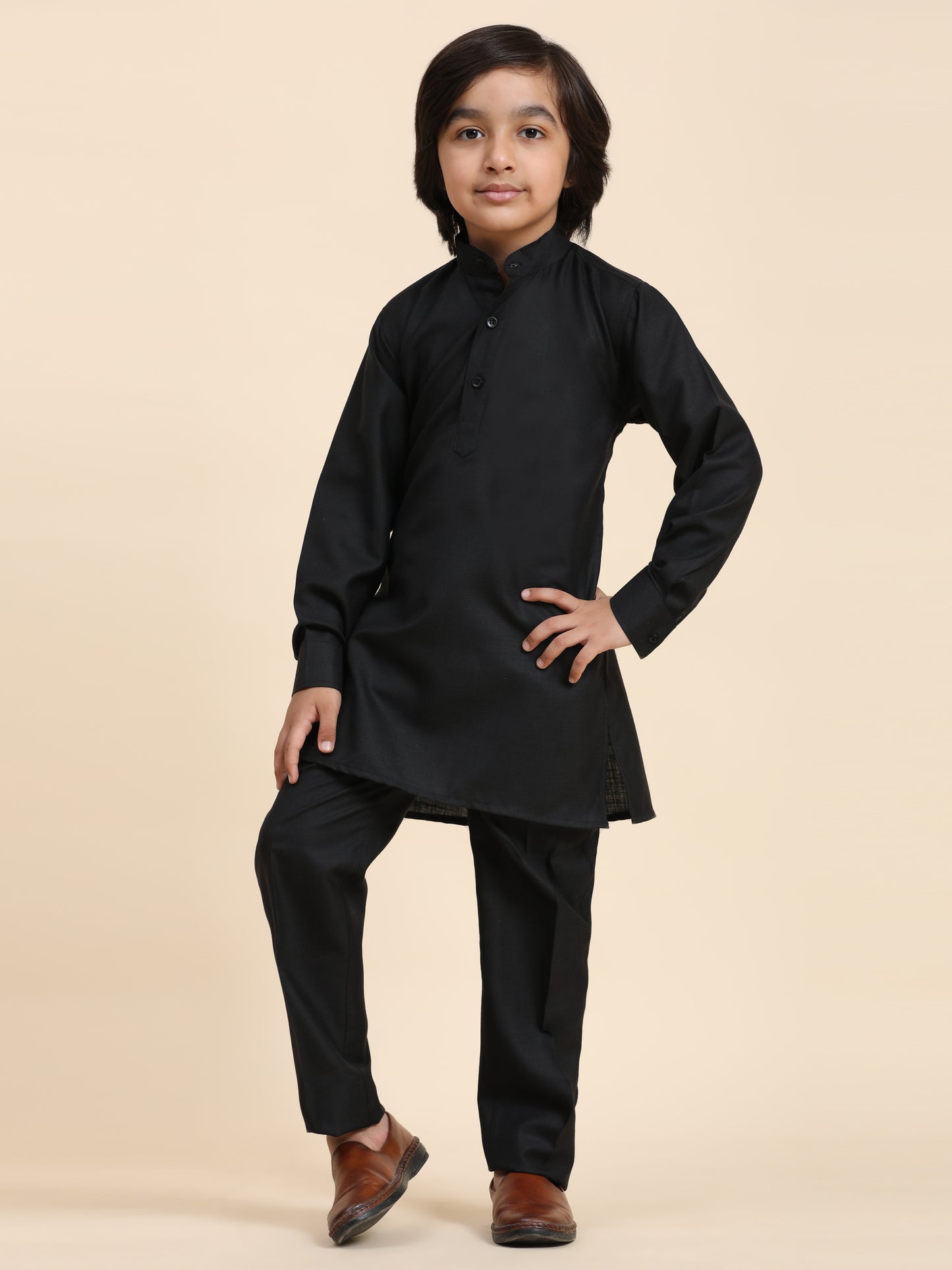 Pro-Ethic Style Developer Boys Cotton Kurta Pajama with Waistcoat for Kid's Ethnic Wear (S-242) Black