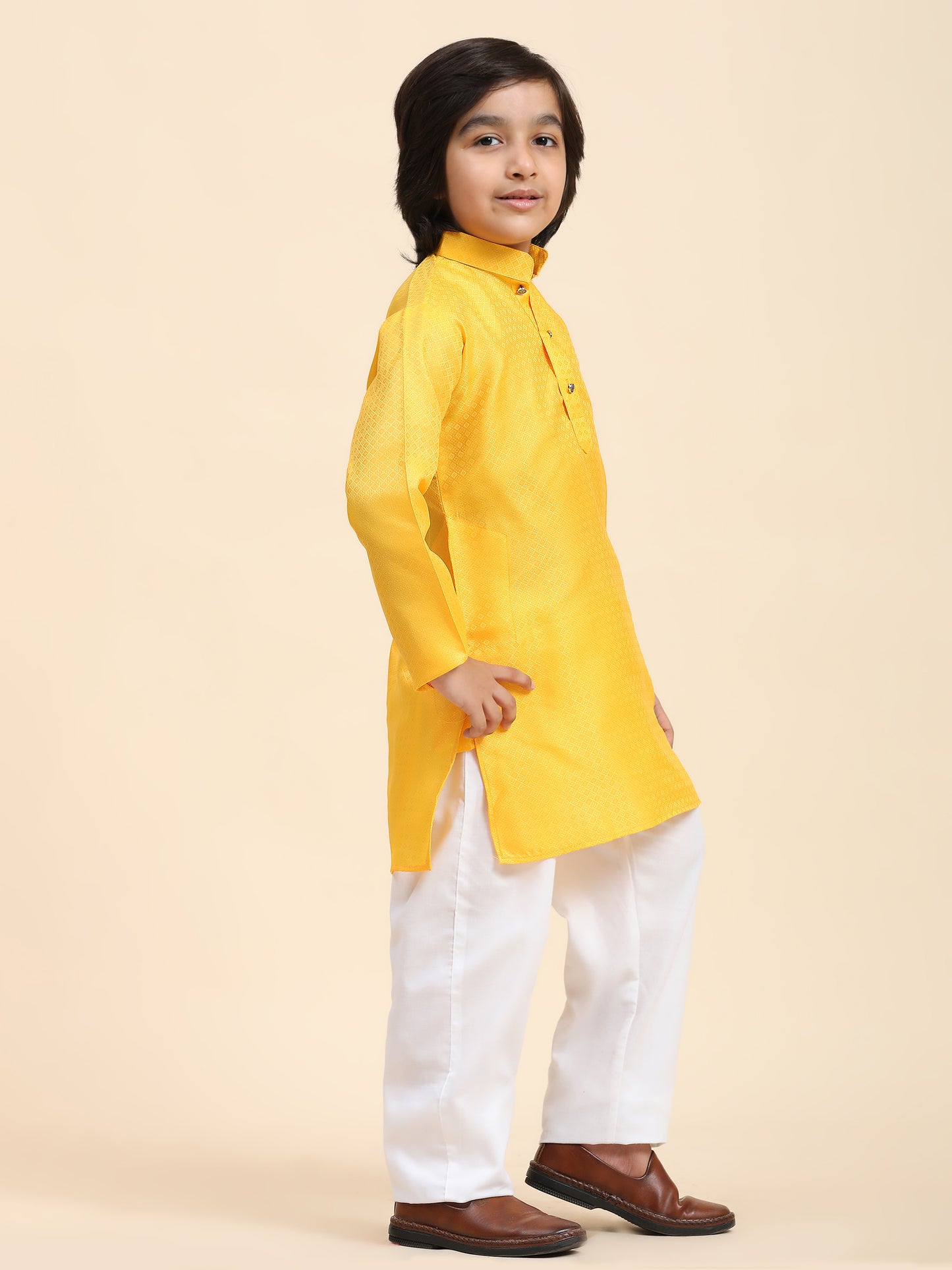 Pro-Ethic Style Developer Boys Yellow Cotton Kurta Pajama for Kid's Ethnic Wear (S-245)