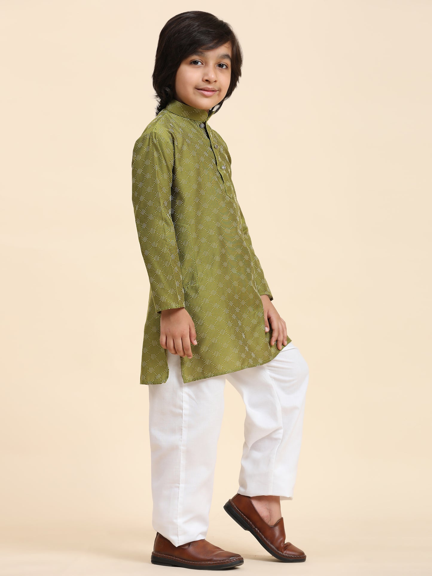 Pro-Ethic Style Developer Boys Cotton Kurta Pajama for Kid's Ethnic Wear (S-244) Green