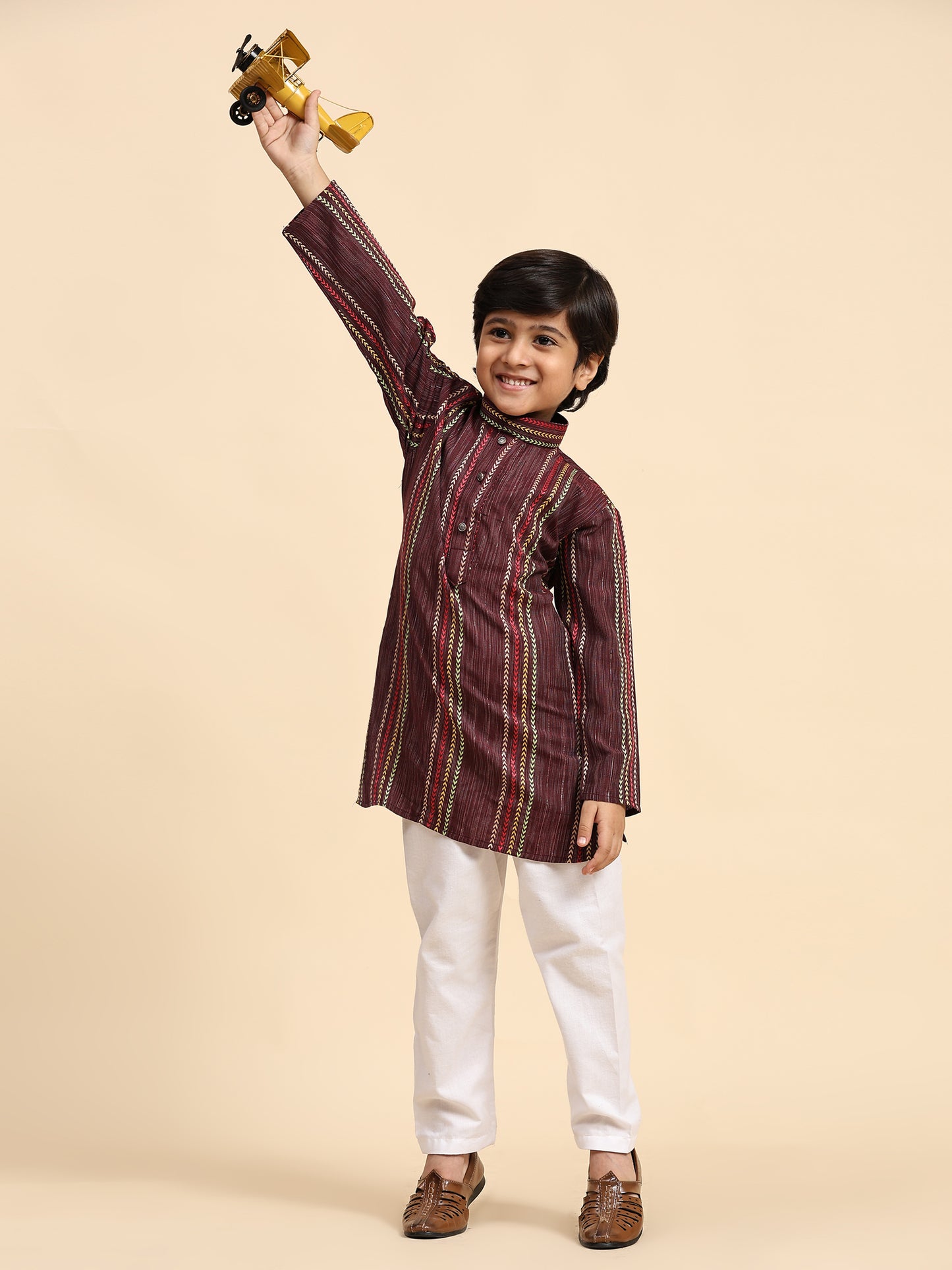 Pro-Ethic Style Developer Boys Cotton Kurta Pajama for Kid's Ethnic Wear | Cotton Kurta Pajama (S-228), Maroon