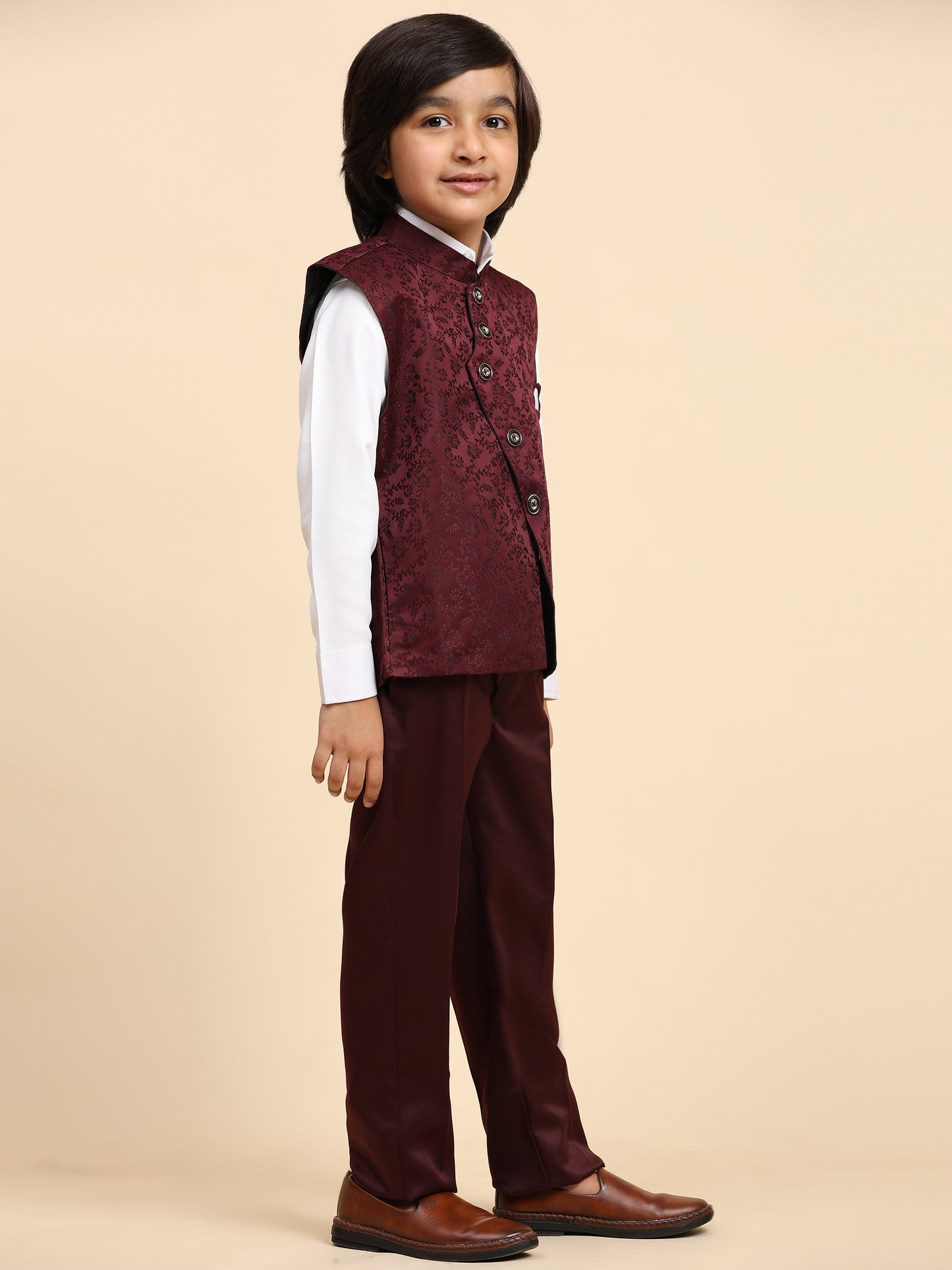 Pro-Ethic Style Developer Boy's 3 Piece Suit Set Cotton Stylish Pattern (T-135) Maroon