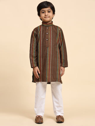 Pro-Ethic Style Developer Boys Cotton Kurta Pajama for Kid's Ethnic Wear | Cotton Kurta Pajama (S-228), Brown
