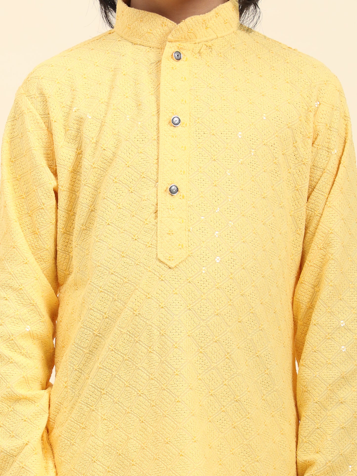 Pro-Ethic Style Developer Boys Cotton Kurta Pajama for Kid's Ethnic Wear | Cotton Kurta Pajama (S-227), Yellow