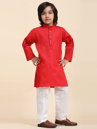 Pro-Ethic Style Developer Maroon Boy's Cotton Self Design Kurta Pyjama for Kids Ethnic Wear (S-241)