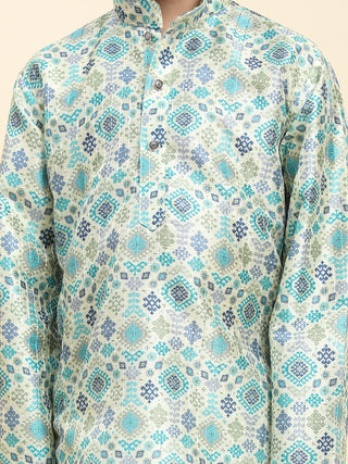 Pro-Ethic Style Developer Boys Silk Kurta Pajama for Kid's Boys Ethnic Wear | Jacquard Silk Kurta Pajama (S-236), Green