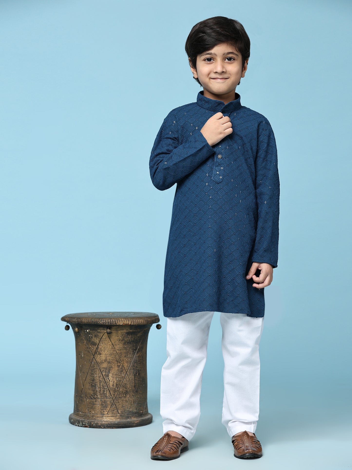 Pro-Ethic Style Developer Boys Cotton Kurta Pajama for Kid's Ethnic Wear | Cotton Kurta Pajama (S-227), Blue