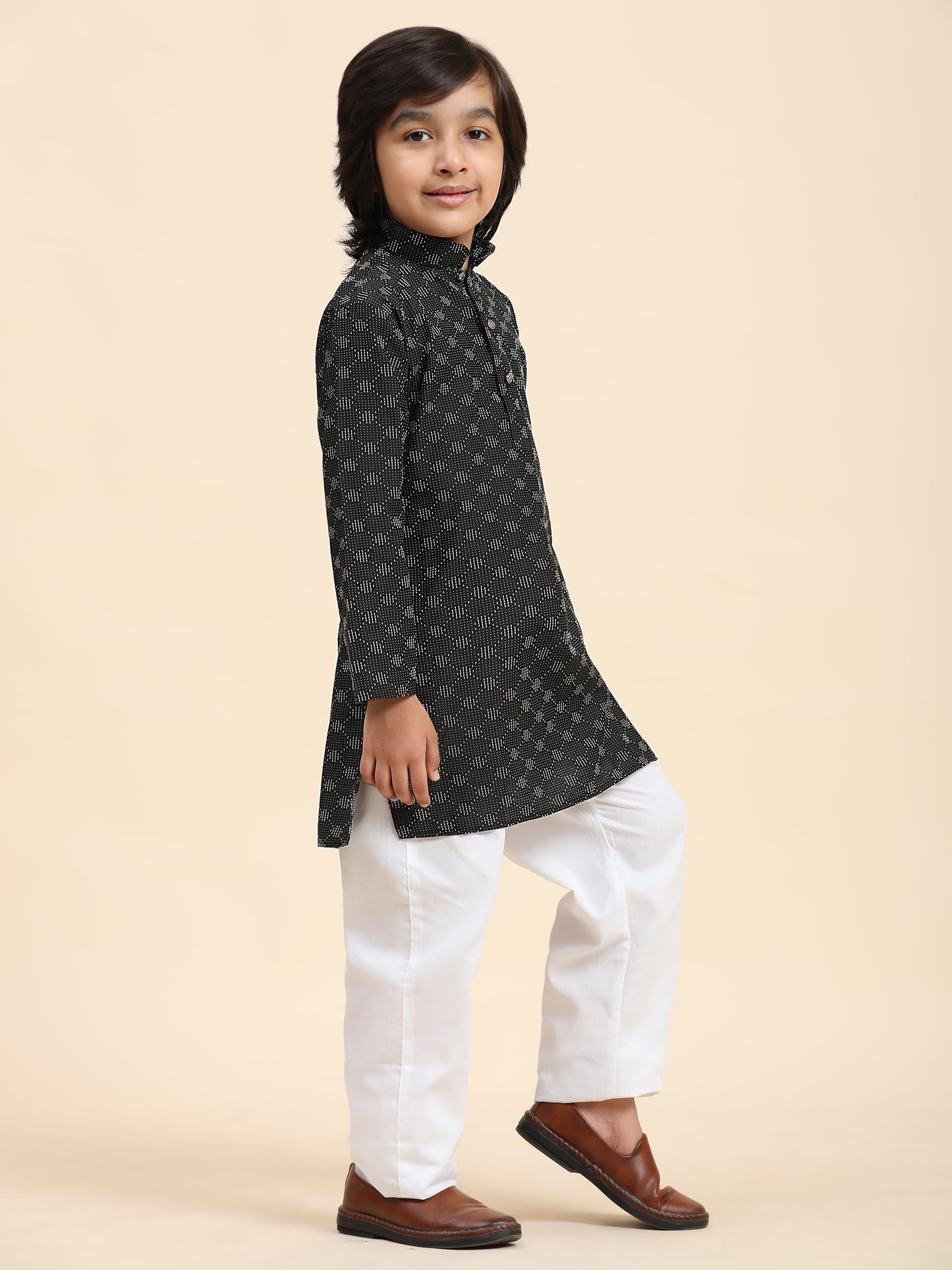 Pro-Ethic Style Developer Boys Cotton Kurta Pajama for Kid's Ethnic Wear (S-244) Black