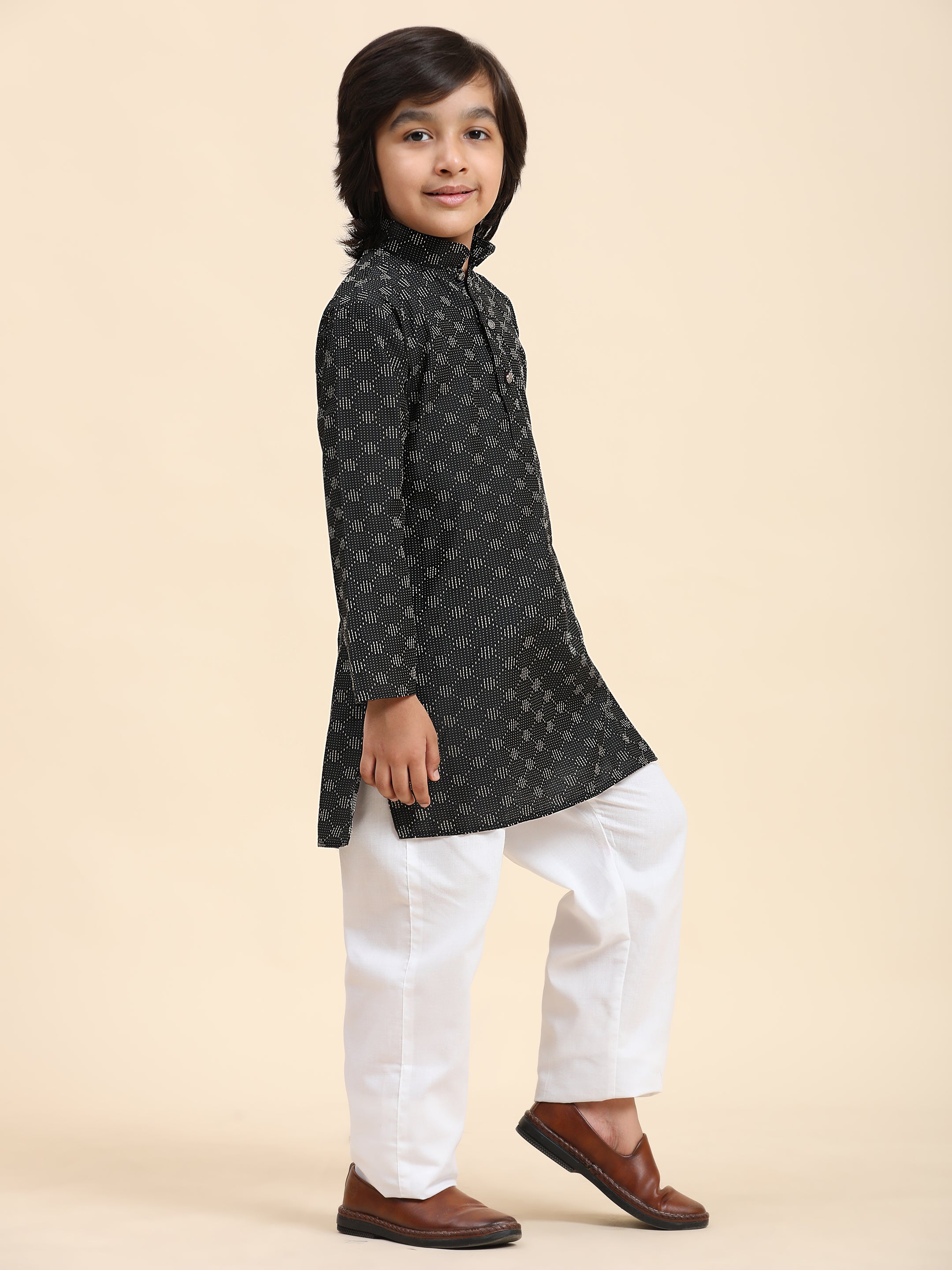 Pro-Ethic Style Developer Boys Cotton Kurta Pajama for Kid's Ethnic Wear (S-244) Black
