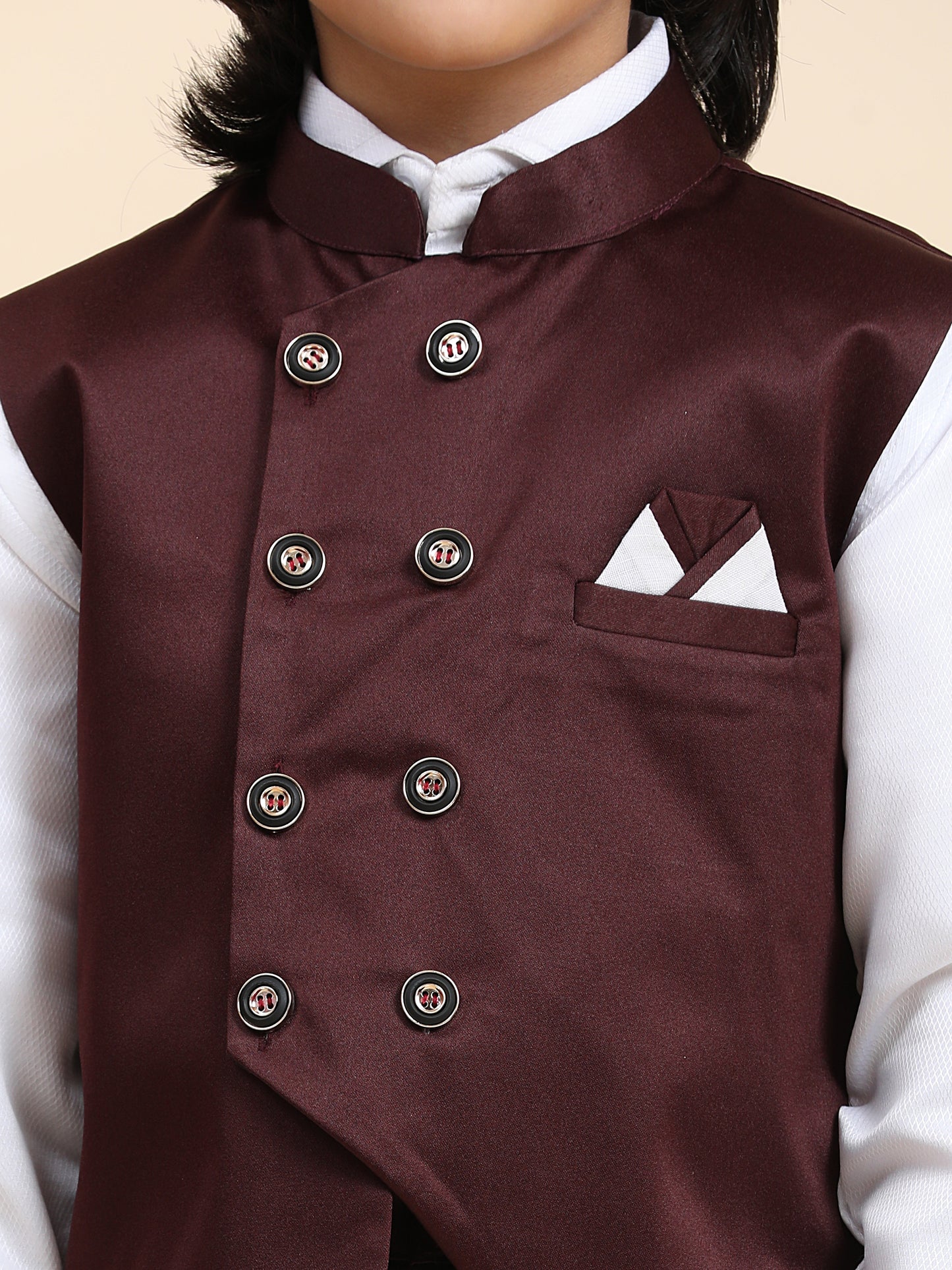 Pro-Ethic Style Developer Boy's Maroon 3 Piece Suit Set for Kids Cotton Plain Pattern