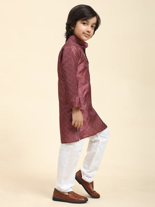 Pro-Ethic Style Developer Boys Silk Kurta Pajama for Kid's Ethnic Wear | Jacquard Silk Kurta Pajama (S-238), Maroon