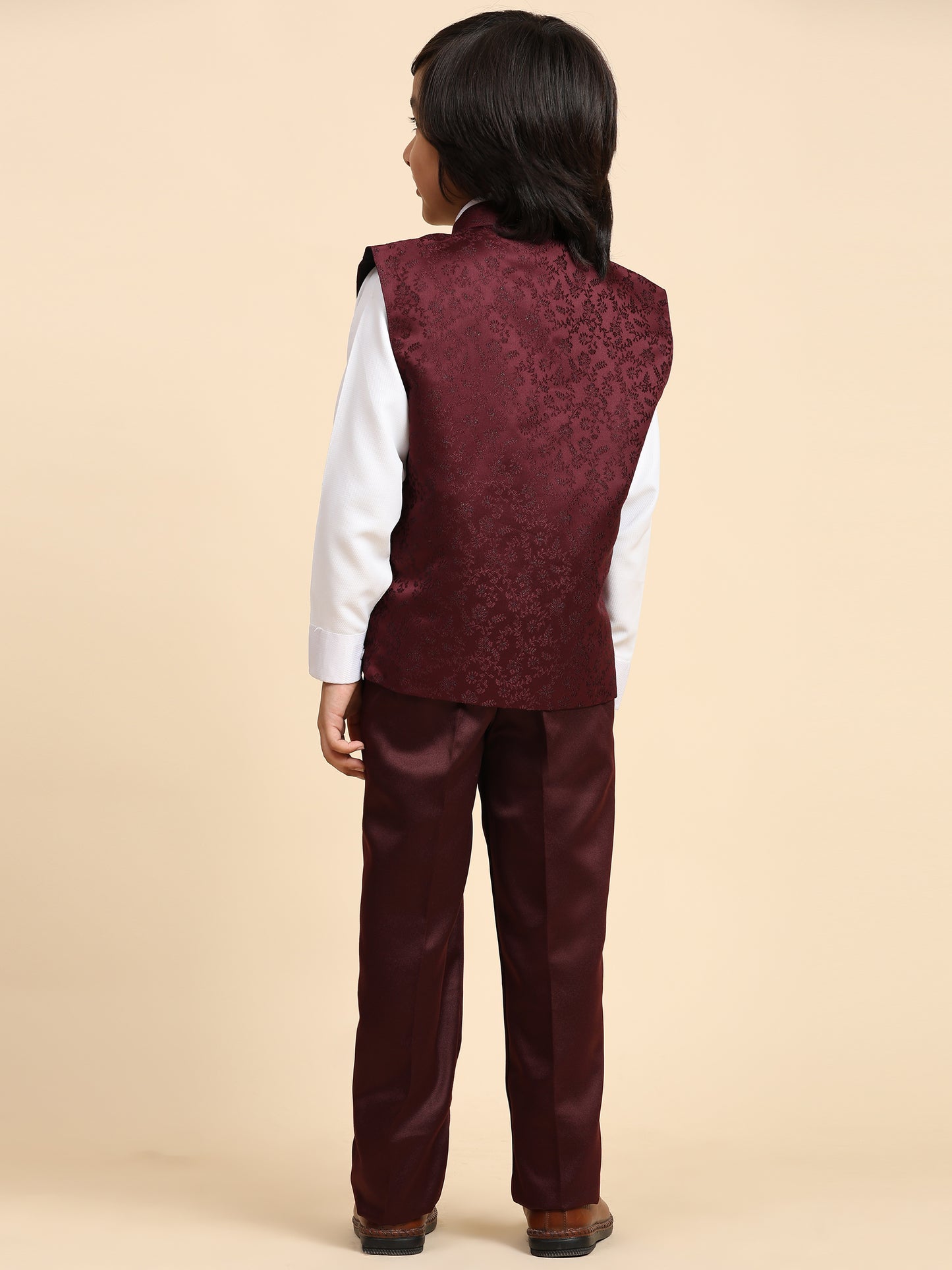 Pro-Ethic Style Developer Boy's 3 Piece Suit Set Cotton Stylish Pattern (T-135) Maroon