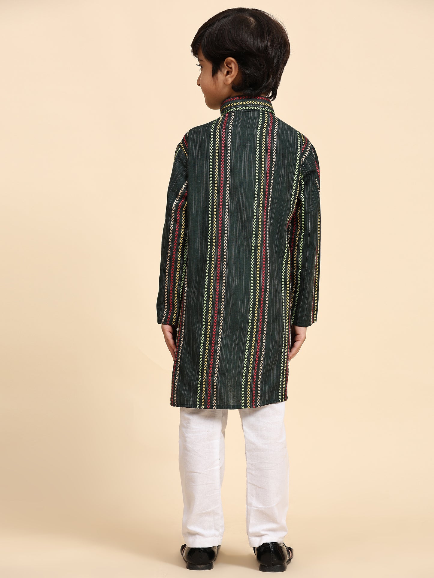 Pro-Ethic Style Developer Boys Cotton Kurta Pajama for Kid's Ethnic Wear | Cotton Kurta Pajama (S-228), Dark Green